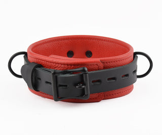 Red Leather & Black Hardware Restraint Set - Wrist & Ankle Cuffs, Collar, Cross Connector, Snap Hooks & Silver Padlocks