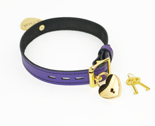 Purple Leather Collar With Custom Engraved Brat Choker Silver, Rose Gold or Gold Hardware Options