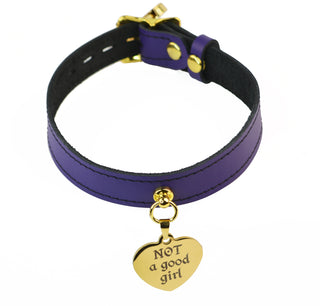 Purple Leather Collar With Custom Engraved Brat Choker Silver, Rose Gold or Gold Hardware Options
