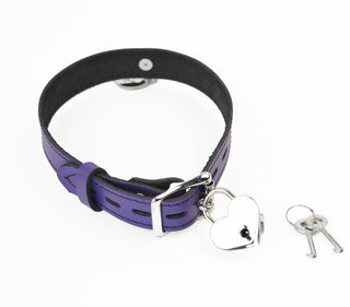 Purple Leather Collar With Custom Engraved Brat Choker Silver, Rose Gold or Gold Hardware Options