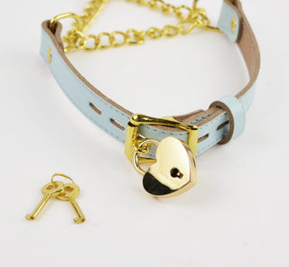 Aqua Adore Custom Engraved Leather Martingale Day Collar - Gold Round Pendant