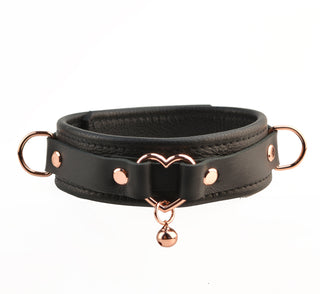 Rose Gold Love Heart Leather Collar & Leash
