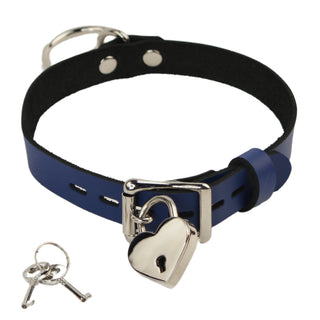 Custom Engraved Leather Dual Ring Collar Deep Blue Leather with Gold Rose Gold or Silver Hardware