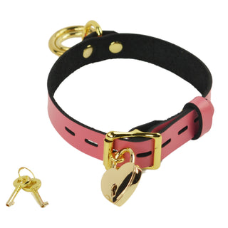 Custom Engraved Leather Dual Ring Collar Deep Pink Leather with Gold Rose Gold or Silver Hardware
