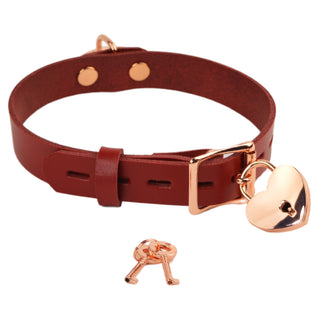 Custom Engraved Leather Dual Ring Collar Americana Red Leather with Gold Rose Gold or Silver Hardware