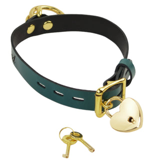 Custom Engraved Leather Dual Ring Collar Emerald Green with Gold Rose Gold or Silver Hardware