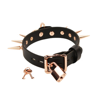 Black Premium Leather Aurelia Spiked Collar With O-Ring