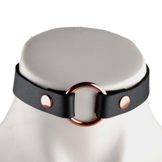 Black Leather Rose Gold O-Ring Choker