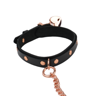 Black Leather Day & Play Collar - Rose Gold, Silver or Gold Hardware