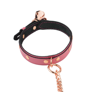Pink Leather Day & Play Collar - Rose Gold, Silver or Gold Hardware