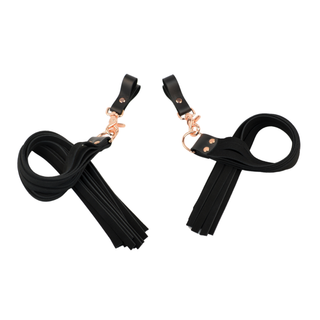 Deluxe Suede Finger Floggers - Black Leather with Rose Gold Hardware