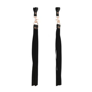 Deluxe Suede Finger Floggers - Black Leather with Rose Gold Hardware