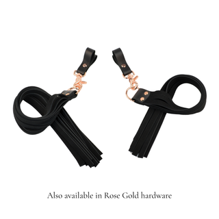 Deluxe Suede Finger Floggers - Black Leather with Silver Hardware