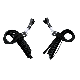 Deluxe Suede Finger Floggers - Black Leather with Silver Hardware