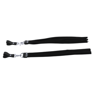 Deluxe Suede Finger Floggers - Black Leather with Silver Hardware