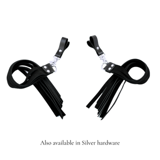 Deluxe Suede Finger Floggers - Black Leather with Rose Gold Hardware