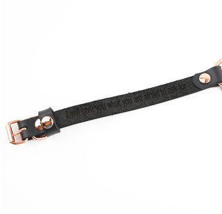 Secret Message Custom Engraved Leather Collar with Rose Gold O-Ring