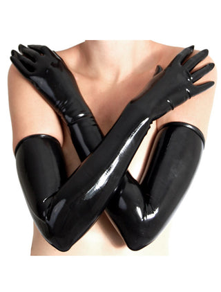 Black Latex Long Gloves