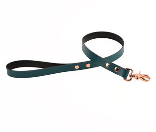 Emerald Green 75CM - 30" Leather Leash with Rose Gold Hardware