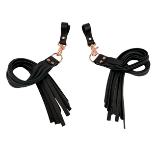 Premium Nappa Finger Floggers - Black Leather with Rose Gold Hardware