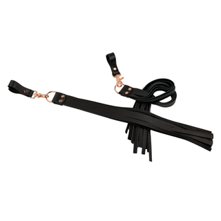 Premium Nappa Finger Floggers - Black Leather with Rose Gold Hardware