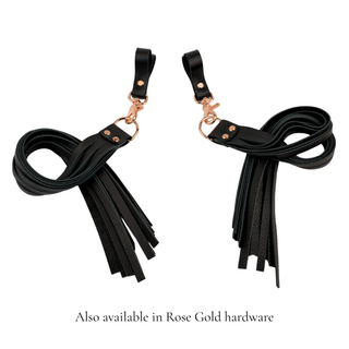 Premium Nappa Finger Floggers - Black Leather with Silver Hardware