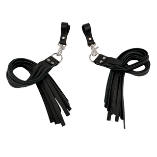 Premium Nappa Finger Floggers - Black Leather with Silver Hardware