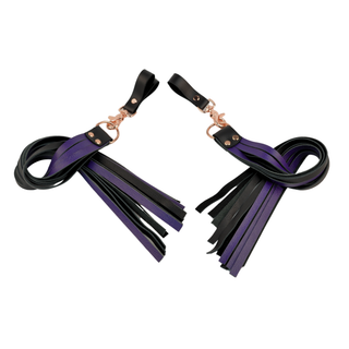 Premium Nappa Finger Floggers - Black & Purple Leather with Rose Gold Hardware