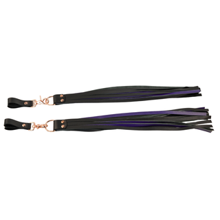 Premium Nappa Finger Floggers - Black & Purple Leather with Rose Gold Hardware
