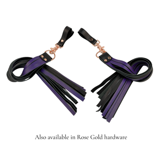 Premium Nappa Finger Floggers - Black & Purple Leather with Silver Hardware