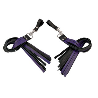 Premium Nappa Finger Floggers - Black & Purple Leather with Silver Hardware