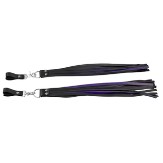 Premium Nappa Finger Floggers - Black & Purple Leather with Silver Hardware