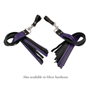 Premium Nappa Finger Floggers - Black & Purple Leather with Rose Gold Hardware