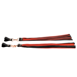 Premium Nappa Finger Floggers - Black & Red Leather with Rose Gold Hardware