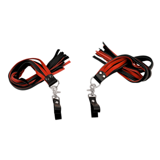 Premium Nappa Finger Floggers - Black & Red Leather with Silver Hardware
