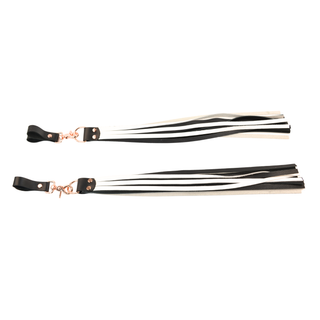 Premium Nappa Finger Floggers - Black & White Leather with Rose Gold Hardware