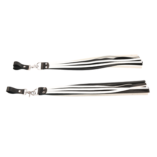 Premium Nappa Finger Floggers - Black & White Leather with Silver Hardware