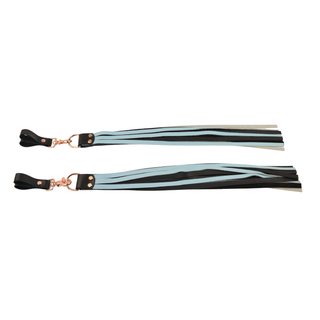 Premium Nappa Finger Floggers - Black & Aqua Adore Blue Leather with Rose Gold Hardware