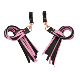 Premium Nappa Finger Floggers - Black & Blush Pink Leather with Rose Gold Hardware