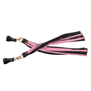 Premium Nappa Finger Floggers - Black & Blush Pink Leather with Rose Gold Hardware