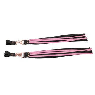 Premium Nappa Finger Floggers - Black & Blush Pink Leather with Rose Gold Hardware