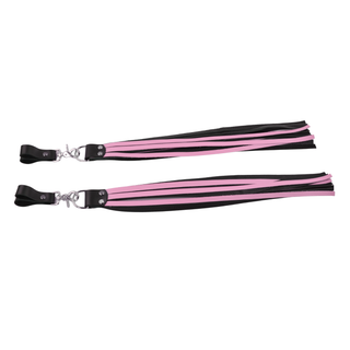 Premium Nappa Finger Floggers - Black & Blush Pink Leather with Silver Hardware