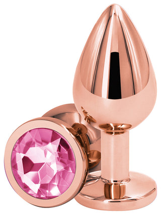 Rear Assets Rose Gold Butt Plug with Pink Gem