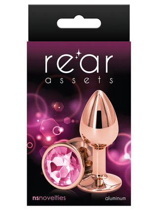 Rear Assets Rose Gold Butt Plug with Pink Gem