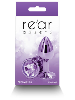 Rear Assets Purple Butt Plug with Round Gem