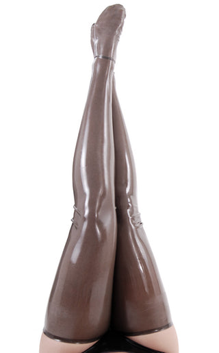 Black Semi Transparent Latex Thigh High Stockings