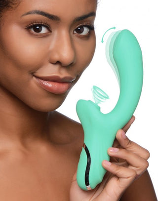 Shegasm 10X Minty Air-Stim Silicone Rabbit Vibrator - Green