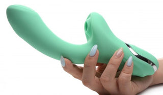 Shegasm 10X Minty Air-Stim Silicone Rabbit Vibrator - Green