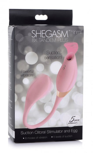 Shegasm 8X Tandem Plus Silicone Suction Clitoral Stimulator and Egg - Pink