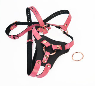 Hot Pink And Rose Gold Premium Strapon Harness